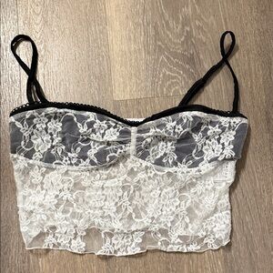 Black and White Lace Crop Top